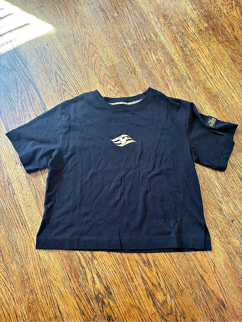 Disney Cruise Line Disney Destiny Gold Patch Cropped Black Tee